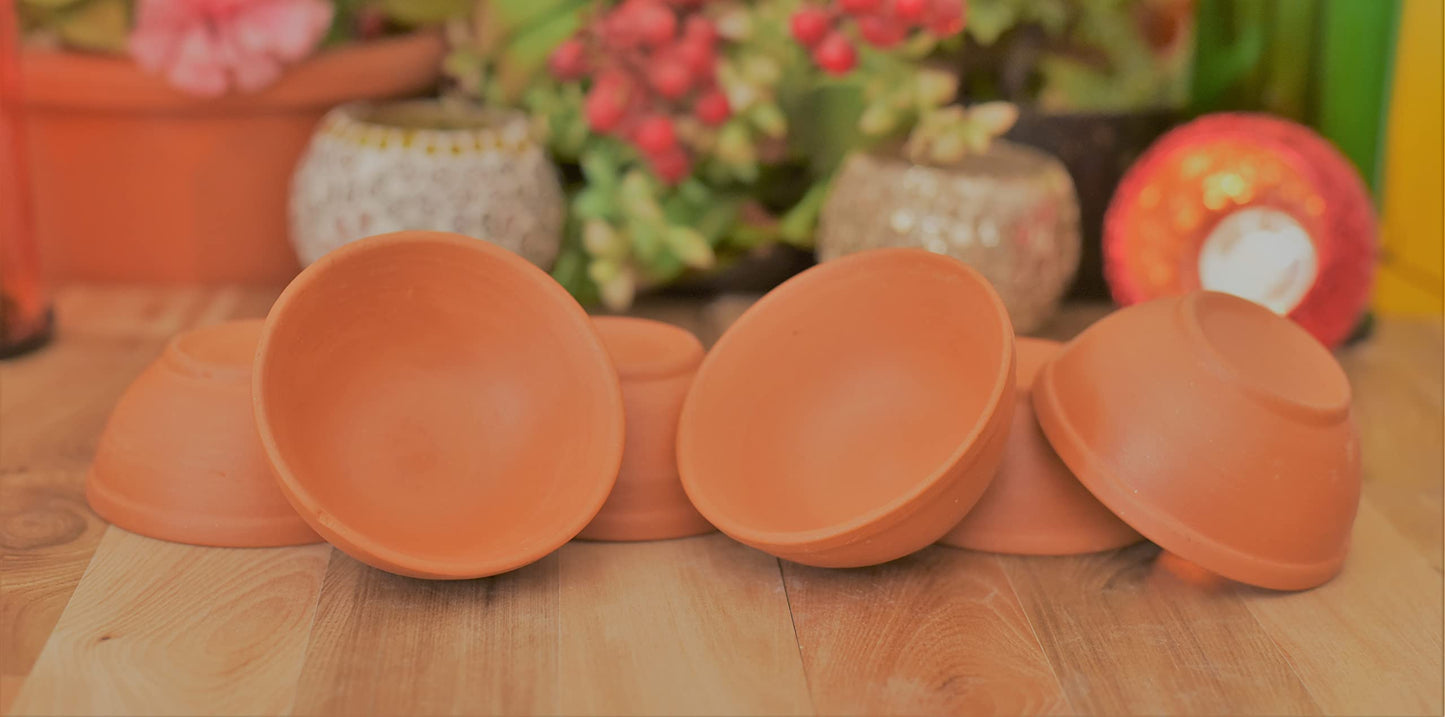 Clay Katori/Serving Bowl/Earthenware Bowl for Serving Curd, Vegetables Set of (6) Pack of 6